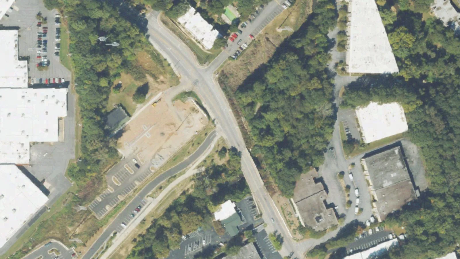 Briarwood Road in Brookhaven from the air, around the Municipal Court's address at 1793 Briarwood Road