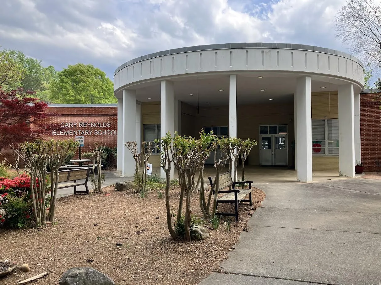 The entrance of Cary Reynolds Elementary School on East Nancy Creek Drive in Brookhaven