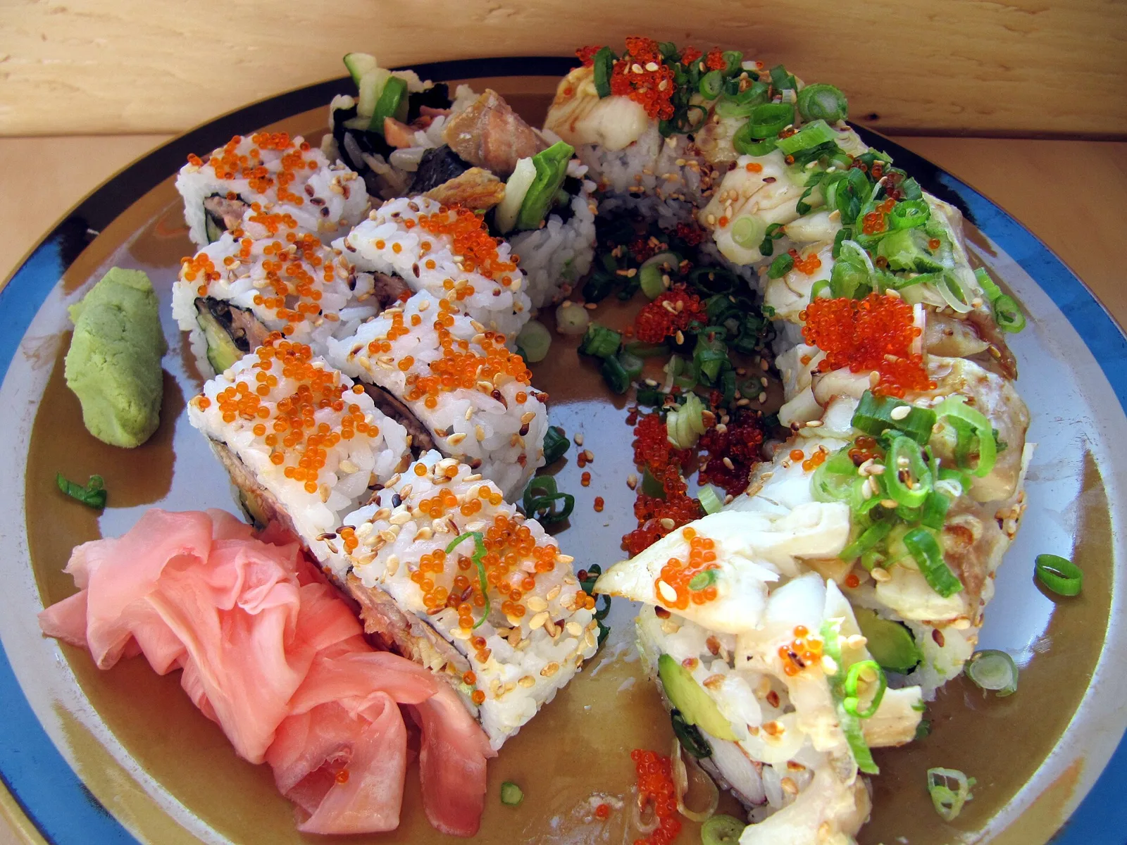 Sushi rolls on a plate. The photo was not taken at a Brookhaven restaurant.